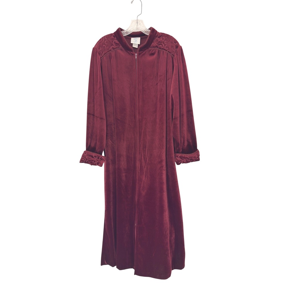 Kimberly Gale Housecoat Burgundy Velvet Lounge Loungewear Intimate Robe Large